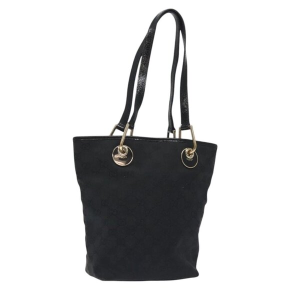 GUCCI GG Canvas Tote Bag Black Gold - Picture 1 of 15